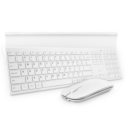 

Air World BOW HW193D Metal Mute Charging Wireless Keyboard Mouse Set Universal Office Game Wireless Keyboard Set White