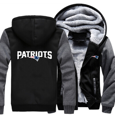 

2018 New USA SIZE Men Winter Autumn Hoodies football PATRIOTS pattern Fleece Coat Baseball Uniform Sportswear Jacket wool