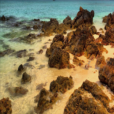 

Free Shipping Stone Beach Waves floor wallpaper bedroom walkway waterproof self-adhesive non-slip floor mural 250cmx200cm