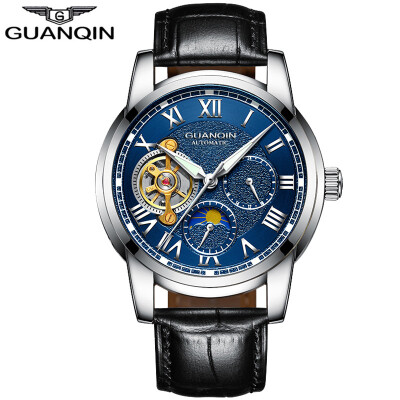 

GUANQIN Men's Top Brand Business Waterproof Watch Tourbillon Automatic Mechanical Watch Men's Casual Leather Strap