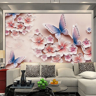 

High Quality Deep Texture Relief 3D Murals Korean Romantic Butterfly Orchid Flowers Wallpaper Living Room Home Decor 3D Fresco