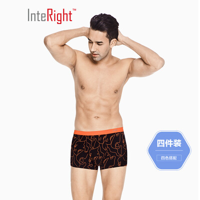 

INTERIGHT underwear mens modal cotton ribbed printed boxer pants 4 boxed mixed color XXXL