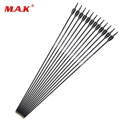 

12 шт. 80 см. Углеродные стрелы 1000 мм с черным и белым пером для соединения / стрельбы из лука.