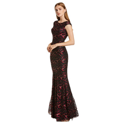 

CAZDZY Bateau Neck Lace Mermaid Evening Dress