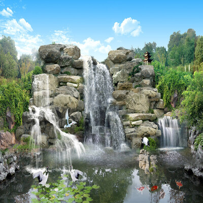

Photo Wallpaper Custom Classic Chinese Style Rockery Waterfall Backdrop Wall Mural Living Room TV Sofa Home Decor Wall Covering