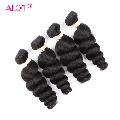 

Alot Loose Wave 100% Human Hair Weave weft 4 Bundles Indian Hair Loose Wave