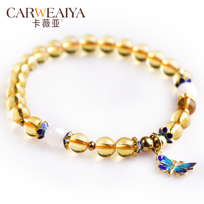 

Carweaiya yellow citrine beads section bracelet cloisonne craft accessories butterfly pendant Chinese style traditional hand-ma