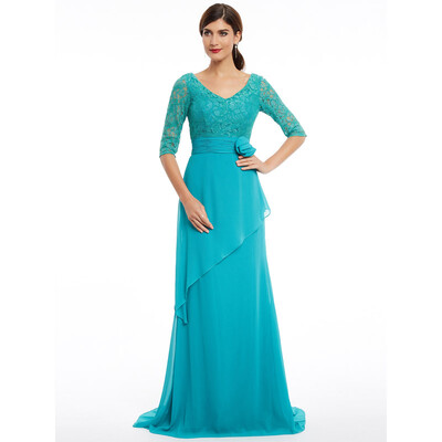 

CAZDZY вечернее платье половинных рукавов с воротником формой V