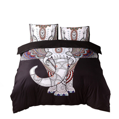 

iDouillet Mandala Dream Elephant Printed Bedding Set Duvet Cover&Pillow Sham Pink Twin Queen King Size