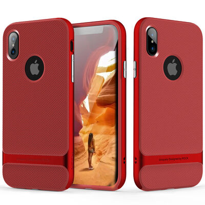 

For iPhone X Case, ROCK [Royce] Ultra Thin Dual Layered Metal Texture Side Buttons Hard PC + Soft TPU Protective Shell Case
