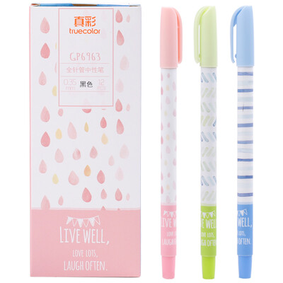 

True color TRUECOLOR student 035mm black gel pen pen pen full needle tube head art 12 box GP6963