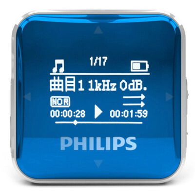 

Philips (PHILIPS) SA2208 Летающий звук 8G лихорадка без потерь мини-спорт работает MP3-плеер FM-радио запись синий