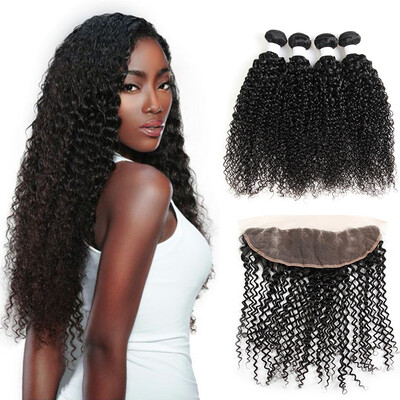 

Curly Hair With Closure Lace Front 13x4 Malaysian Kinky Curly Hair Virgin Human Hair