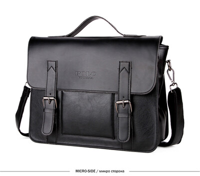 

VICUNA POLO Promotion Brand Cover Open Mens Leather Handbag Vintage Casual Messenger Bag Men Leather Laptop Bags bolsa masculina