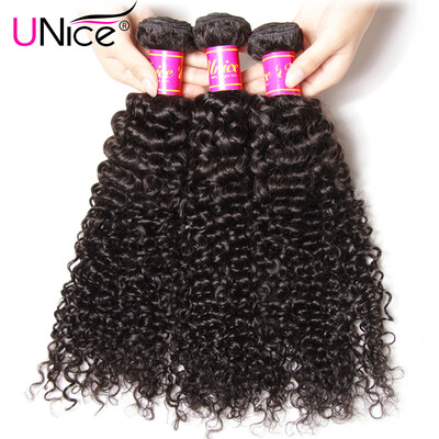 

UNICE HAIR 100 Curly Weave Human Hair Brazilian Hair Bundles Natural Color Virgin Hair Extensions 8"-26" Free Shipping