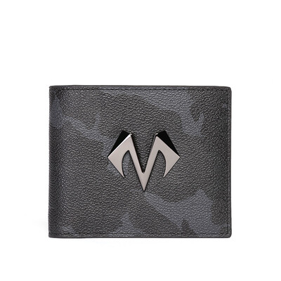 

BABAMA wallet mens short youth personality camouflage multi-card wallet fashion business casual wallet - black black M word