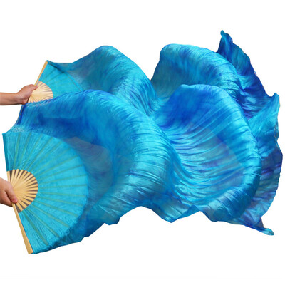 

2017 Stage Performance 100% Silk Belly Dance Fans Gradient Colour Dance Accessories Belly Dancing Silk Fans Royal blue Mixed Color