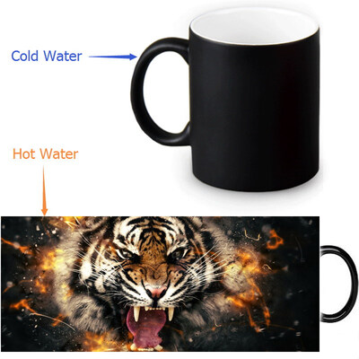 

Tiger 350ml/12oz Heat Reveal Mug Color Change Coffee Cup Sensitive Morphing Mugs Magic Mug Milk Tea Cups