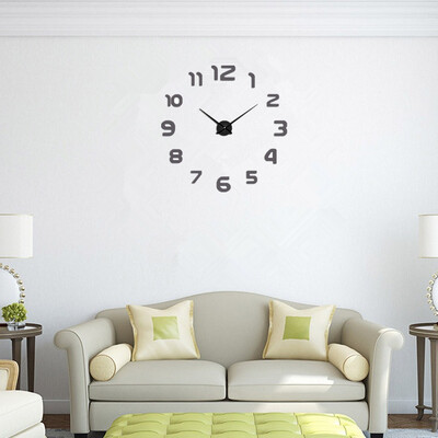 

Modern Frameless DIY Wall Clock Large 3D Wall Watch Non Ticking for Living Room Bedroom Kitchen