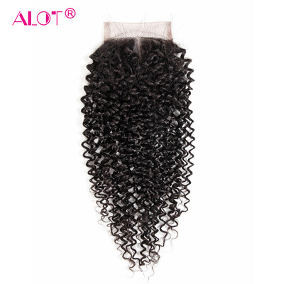 

Alot Hair Products 7A Indian Kinky Curly Closure 44 inch Virgin Hair Deep Curly Closures Lace Closure