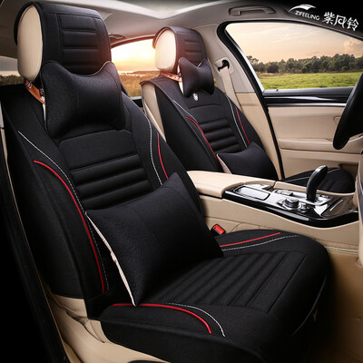 

Purple wind chime car seat four seasons universal imitation linen full car seat cushion Ang Kewei Wei Lang Tucson Ling Pai Ang Kewei Lang Yi Ying Lang Kai Mei Rui seat cover K01 Deluxe Edition - mysterious black