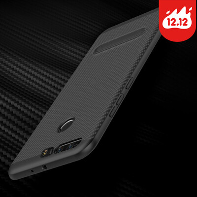 

STRYFER Huawei glory 8 cell phone case carbon fiber series all-inclusive anti-slip non-slip stealth bracket soft shell - black
