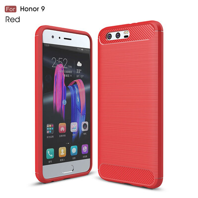 

Углеродного волокна матовый Силикон чехол на huawei honor 9 хуавей хонор 9 (5.15дюймов) случае прочная Броня чехлы бампер чехла