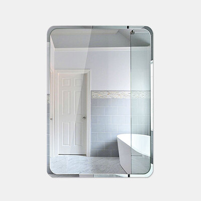 

FOOJO mirror wall hanging bathroom mirror free punching can be attached makeup mirror frameless rounded corner 4060cm