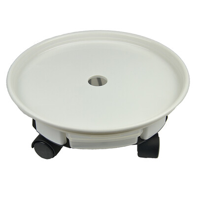 

Outlook universal wheel movable flower pot tray with roller round plastic resin flower pot base flower tray frame 2 white