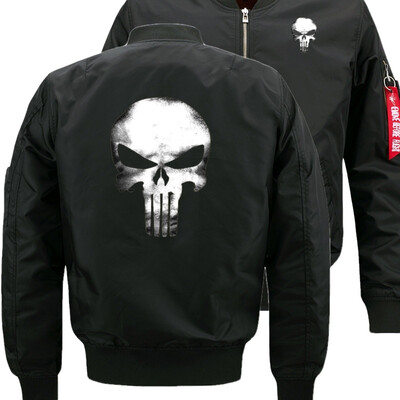 

punisher skull Bomber Flight Flying Jacket Winter thicken Warm Zipper Men Jackets Anime Mens Casual Coat