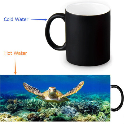 

Sea Turtle 350ml12oz Heat Reveal Mug Color Change Coffee Cup Sensitive Morphing Mugs Magic Mug Milk Tea Cups