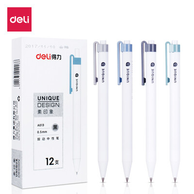 

Deli deli impression 05mm student press black gel pen bullet pen pen 12 box A013