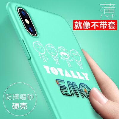 

KOOLIFE Apple X Mobile Shell Cover EMOJI Cartoon Hard Shell All-inclusive Scrub Scrub shell Male&female models Phone Cover Applicable to Apple iPhonex-Green Complete