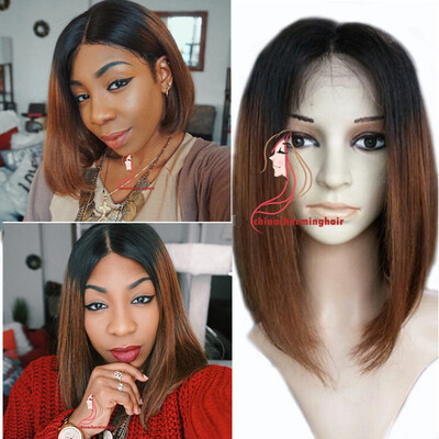 

Ombre color short bob style wig brazilian human hair ombre short bob style lace front wig for black women