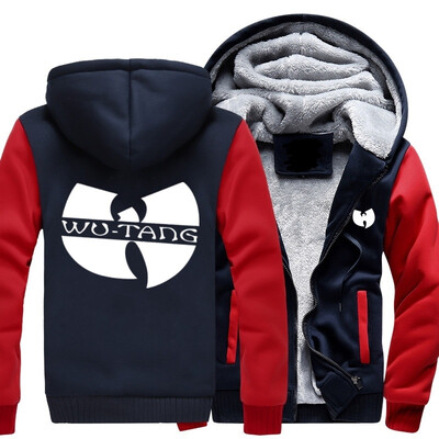 

2018 New USA SIZE Men Winter Autumn Hoodies Wu-Tang Clan pattern Fleece Coat Baseball Uniform Sportswear Jacket wool