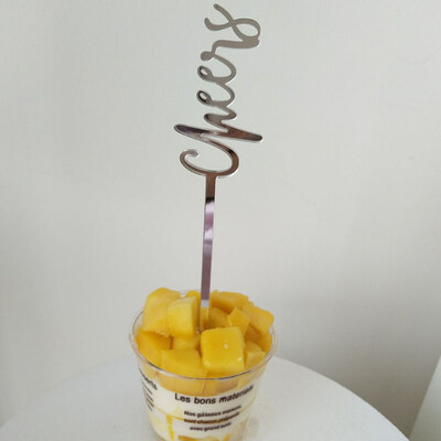 

MEYA Party Cake Toppers Cheers Silver Cake Cup Topper set of 8