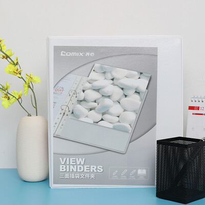 

Coix easy to display American three-sided pocket folder A4 2 inch 3 hole D-type clip white A0216