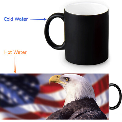 

US Flag And Bald Eagle 350ml12oz Heat Reveal Mug Color Change Coffee Cup Sensitive Morphing Mugs Magic Mug Milk Tea Cups
