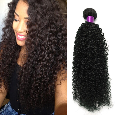 

3Pcs Brazilian Virgin Hair Curly Human Hair Extensions Natural Black 100g 100% Unprocessed Brazilian Kinky Curly Virgin Hair