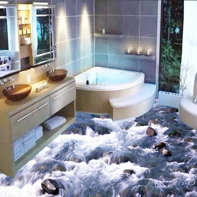 

Free Shipping Alpine river 3D small waterfall flooring waterproof bedroom living room bathroom lobby flooring mural 250cmx200cm