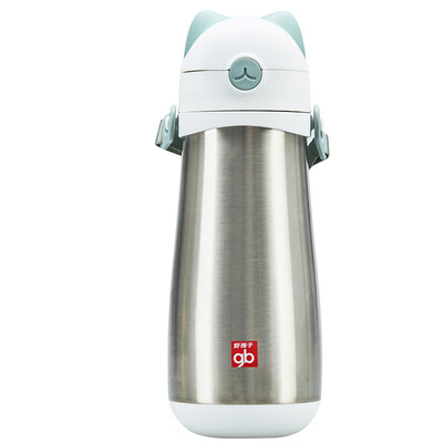 

Gb good boy insulation bouncing spout cup with strap 350ML cat series - gray green