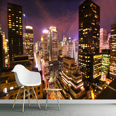 

Пользовательские Wall Mural Hong Kong City Night View 3D Пейзаж Фрески Обои Гостиная Спальня Стены Декор Papier Mural De Parede