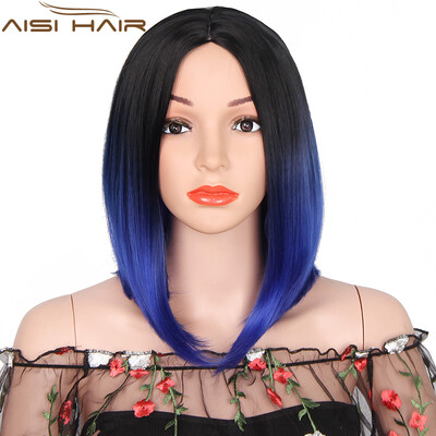 

AISI HAIR Синтетические парикиЧерный чёрный парик для волосдля черных женщин Высокотемпературное волокно