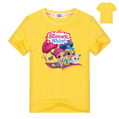 

2018 Brand New Shimmer And Shine T-Shirt для девочек Shimmer Shine Дети Футболки Топы Девочки Топы Дети Тис Рубашки хлопок Сгусток