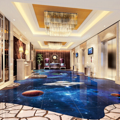 

Free shipping custom Cosmic Star 3D floor painting home decoration self-adhesive flooring kitchen wallpaper mural 250cmx200cm