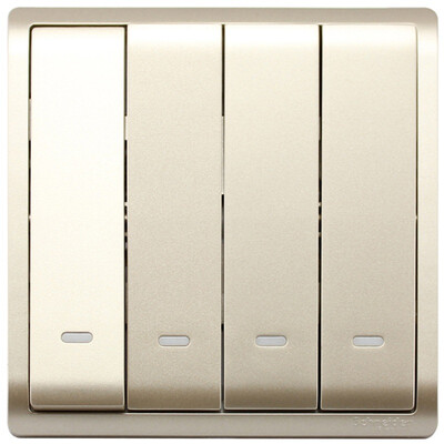 

Schneider (Schneider) коммутационная панель коммутатора с четырьмя открытыми двойными переключателями 10A с переключателем флуоресцентного индикатора Серия Feng Shang предаются золоту