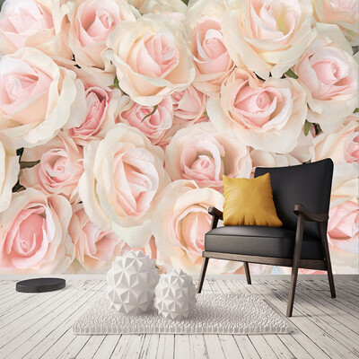 

Custom Any Size 3D Photo Wall Paper Modern Romantic Pink Rose Floral Living Room Bedroom Non-woven Wall Mural Wallpaper Flower