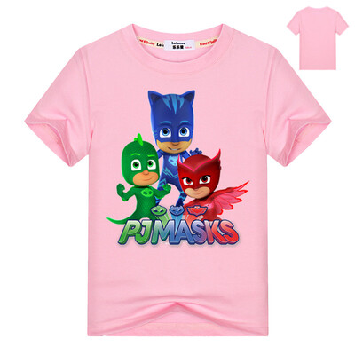 

Мультфильм Футболка PJ MASKS Футболка с коротким рукавом Детская одежда для девочек Детская одежда Мальчики Хлопок Летние тисы Дет