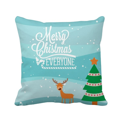 

Christmas Deer Tree Festival Illustration Square Throw Pillow Insert Cushion Cover Home Sofa Decor Gift