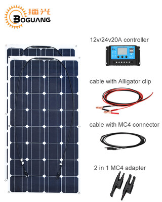 

BOGUANG 200w Monocrystalline silicon Photovoltaic solar system 2100w solar panel cell module 20A controller cable MC4 connector